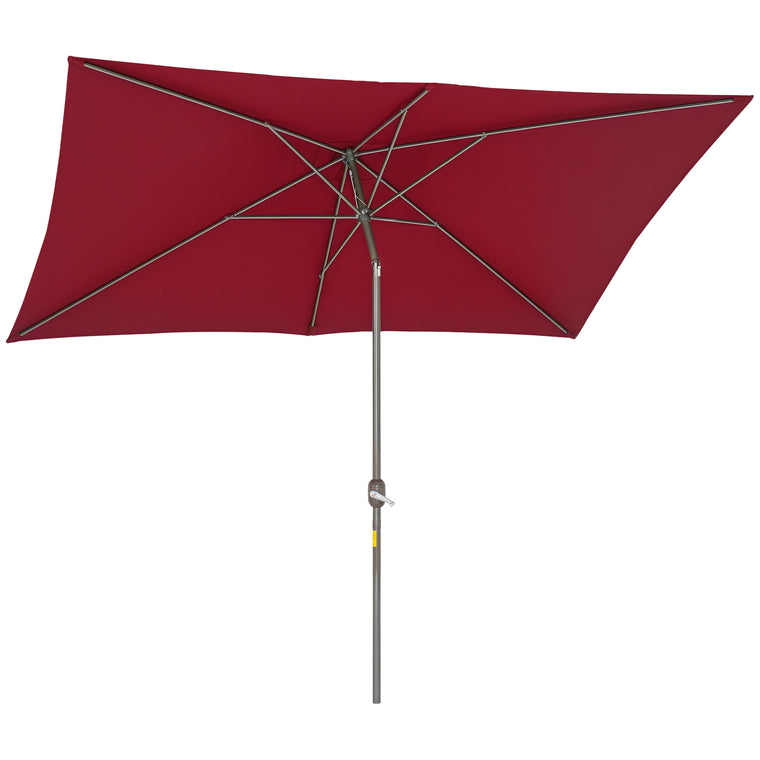 6.5x10ft Wine Red Rectangle Umbrella with Aluminum Frame