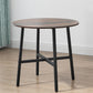 31.5" Round Dining Table, Industrial Style Kitchen Table with Steel Legs, Rustic Brown