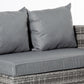 5 Pieces Wicker Patio Furniture Set with 4" Thick Cushions, Outdoor PE Rattan Garden Conversation Sectional Sofa Set with Glass Top Two-tier Coffee Table, Grey