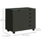 Lateral Filing Cabinet, 5-Drawers File Cabinet with Door and Adjustable Shelf, Mobile Office Storage Cabinet on Wheels, Printer Stand for Home Office, Black