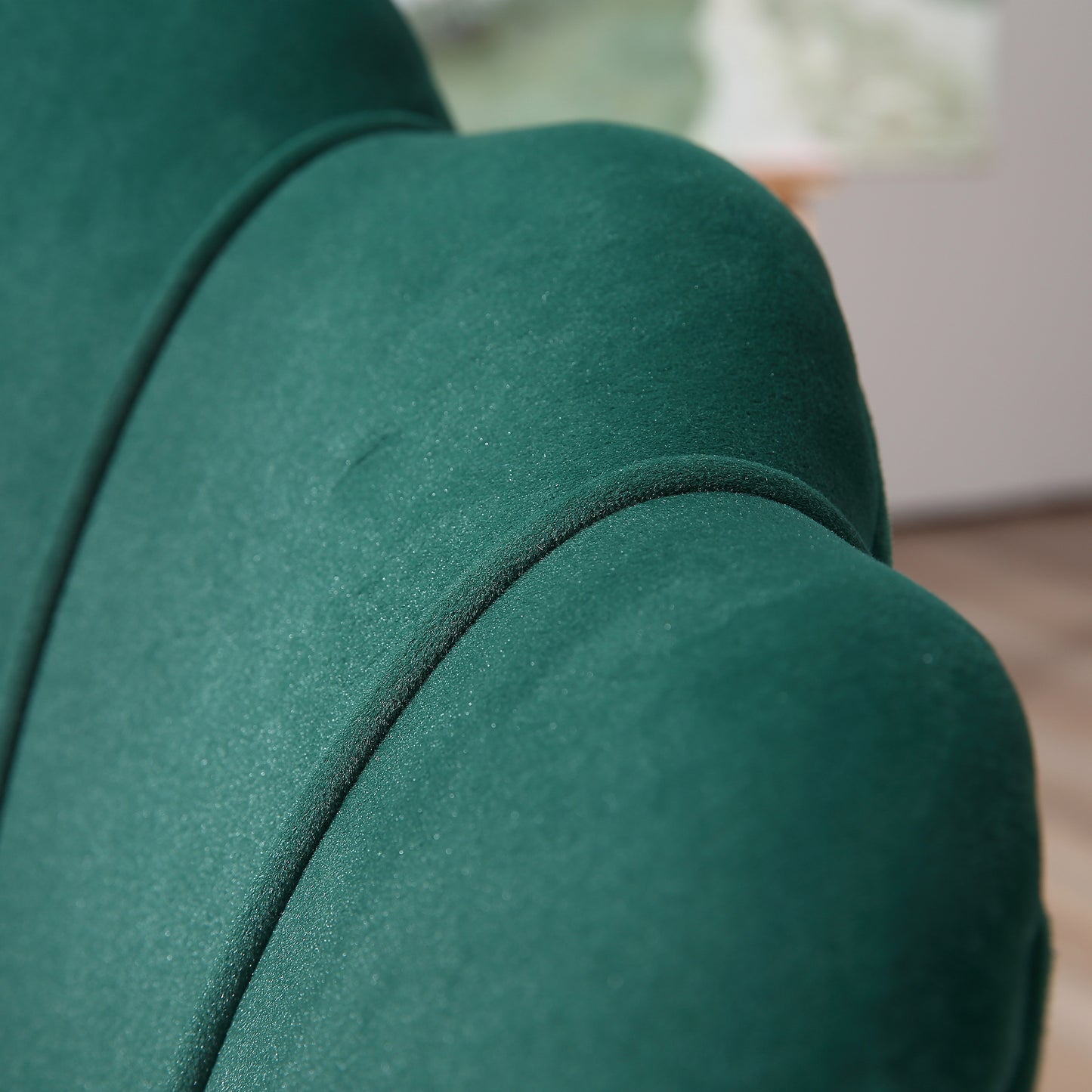 Modern Accent Chair, Velvet-Touch Fabric Leisure Club Chair with Gold Metal Legs for Bedroom, Dark Green