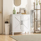 Sideboard Buffet, Kitchen Storage Cabinet with Barn Door and Adjustable Shelves, Storage Pantry, White Wood Grain