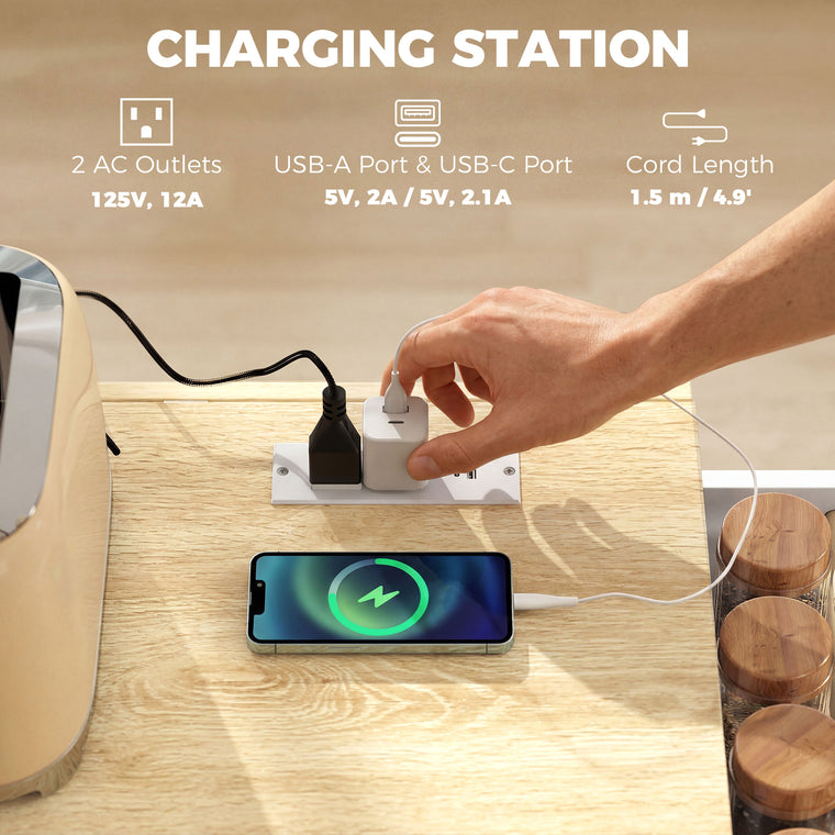 Kitchen Island Cart with Drop Leaf and Power Outlet