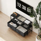 TV Stand with Charging Station, TV Table with 2 Foldable Linen Drawers and Open Shelf for 47 Inch Television, Black