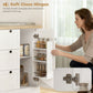Farmhouse Kitchen Island Cart with Power Outlet and Soft-Close Doors, 49" Kitchen Island with 3 Drawers, White