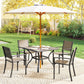 Outdoor Dining Table for 4, Square Patio Table with Umbrella Hole, Shelf, Faux Wood Top for Garden, Backyard, Grey