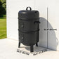 3-in-1 Vertical Charcoal Smoker with 2 Grill Grates, Built-in Thermometer, Adjustable Vent, 2 Doors