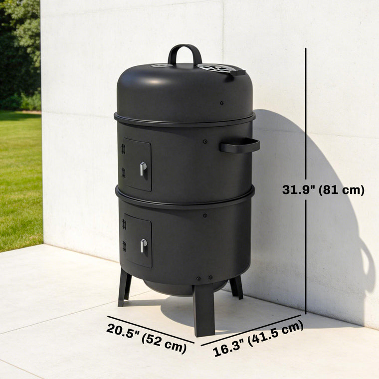 Vertical Charcoal Smoker with Grill Grates and Thermometer