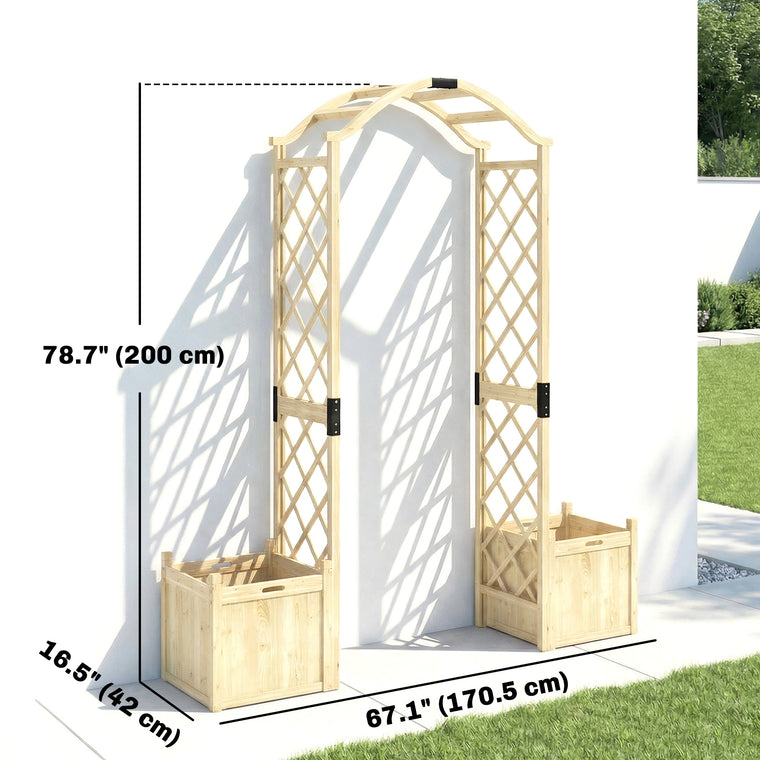 Wood Garden Arch with Planter Boxes