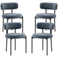 4 Pieces Kitchen Chairs, Modern Dining Chairs w/ Berber Fleece Upholstery and Steel Legs for Living Room, Grey