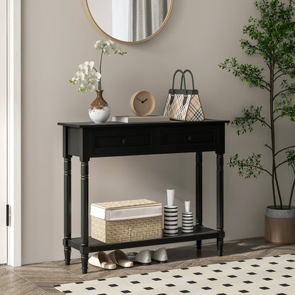 Console Table with 2 Drawers and Storage Shelf