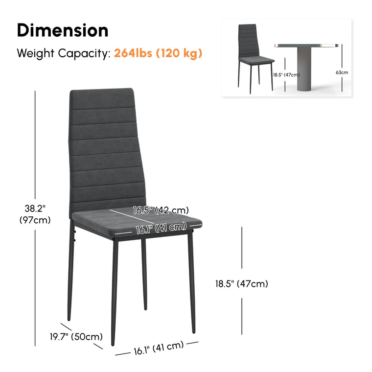 High Back Dining Chairs Set of 4 with Metal Legs
