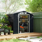 7' x 4' x 6' Garden Storage Shed Outdoor Patio Metal Tool Storage House w/ Foundation Kit and Double Doors Dark Grey