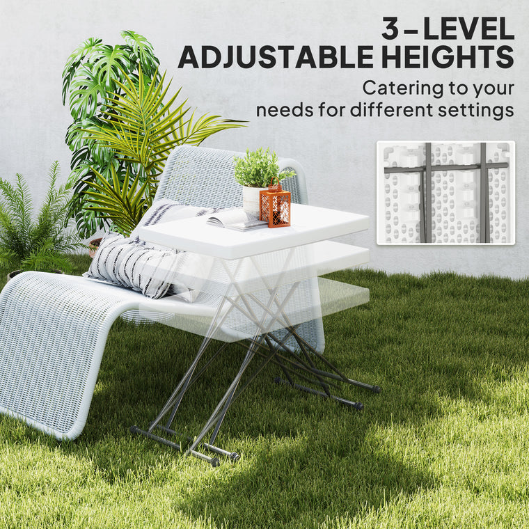 Folding Camping Table, 3-Level Adjustable, HDPE Top