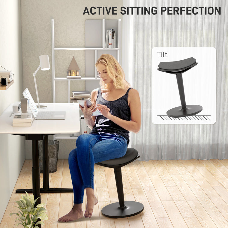 Ergonomic Wobble Standing Desk Stool - Black