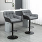 Swivel Barstools Set of 2 Adjustable Bar Stools with Footrest Armrests and PU Leather Back for Dining Room Grey