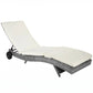 Outdoor Adjustable Wicker Chaise Lounge Chair with Cushion & Wheels for Patio, Deck, Poolside, Cream White