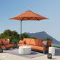 8.5FT Offset Patio Umbrella with 360° Rotation, Outdoor Cantilever Roma Parasol Hanging Sun Shade Canopy Shelter with Cross Base, Orange