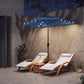 Half Outdoor Patio Umbrella with Solar LED Lights Half Umbrella with Crank 105.1" x 53.5" Navy Blue