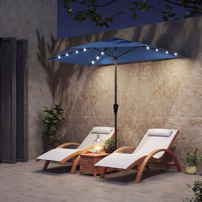 105.1" x 53.5" Navy Blue Half Umbrella with Solar LED Lights