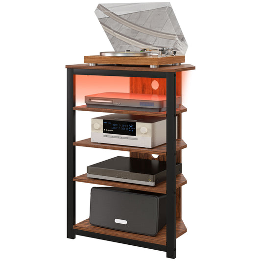 29" TV Stand with 4-Tier Shelves and LED Lights
