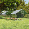 Large Metal Chicken Run with Waterproof Cover & Feeder