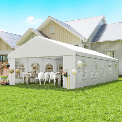 Heavy Duty Large Party Tent & Carport with Removable Sidewalls, Portable Garage Canopy Tent, White - 16" x 32"