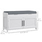 Entryway Bench with Cushion, Hidden Storage, Adjustable Shelves and Shutter Doors, 35.4" Shoe Bench, White