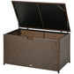 113 Gallon Outdoor Storage Box, Rattan Deck Box for Indoor, Patio Furniture Cushions, Brown