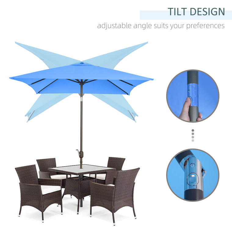 6.5x10ft Blue Rectangle Umbrella with Aluminum Frame