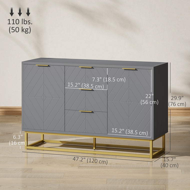 Sideboard Cabinet with 3 Drawers - Grey