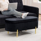 Upholstered Bedroom Bench, Channel Tufted Ottoman Bench with Thick Padding and Metal Legs, Black