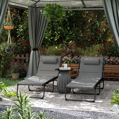 Folding Chaise Lounge with Quick-Dry Pad, Set of 2