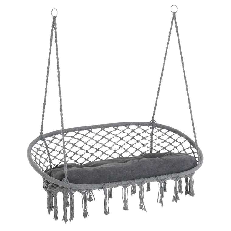 Dark Grey 2-Seat Hammock Chair with Metal Frame