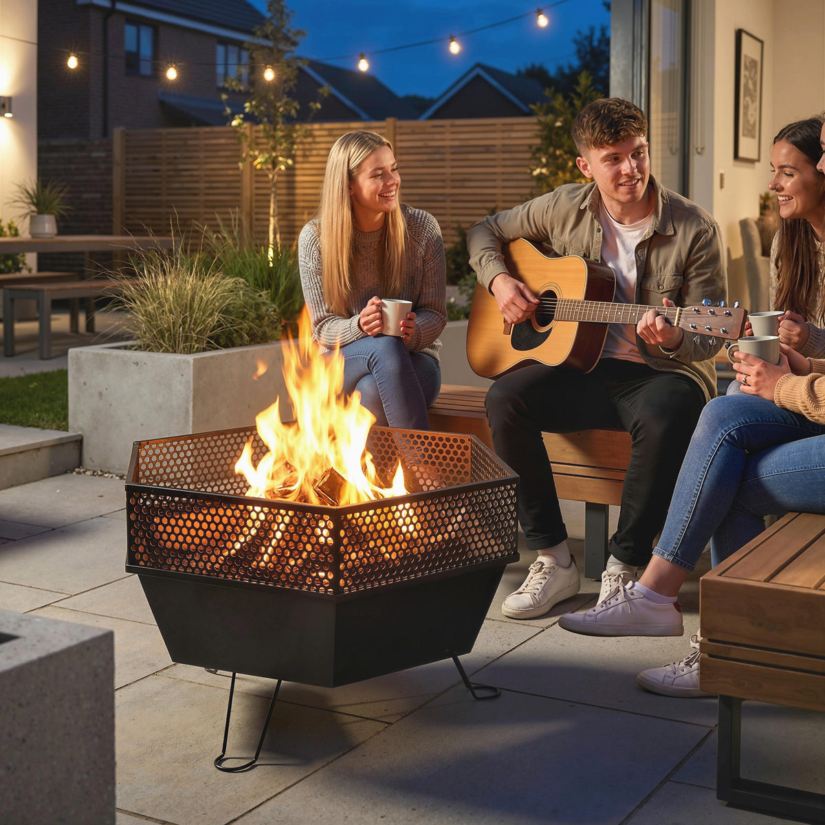 20" Foldable Wood-Burning Fire Pit with Poker