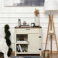 Rustic Barn Door Storage Cabinet Modern Farmhouse Buffet Sideboard for Kitchen and Dining Room White