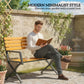 Outdoor Garden Bench, Patio Bench with Backrest and Armrests, 2-Person Garden Seating