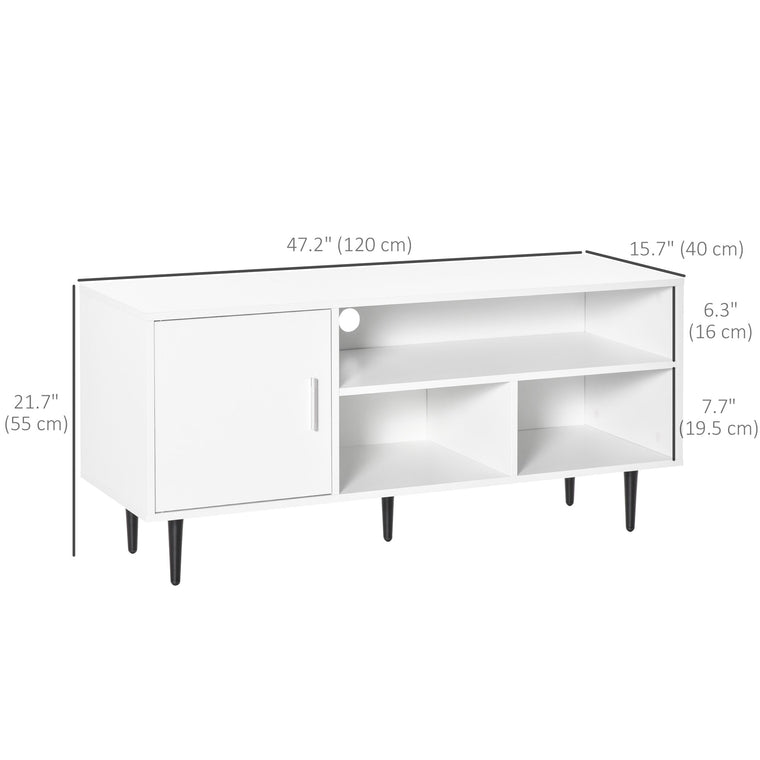 TV Stand for 60" TVs with Storage Shelf - White