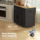 Kitchen Island Cart, Portable Kitchen Island Table with Charging Station, Rubber Wood Drop Leaf, Trash Storage, Black