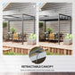 10x7ft Pergola with Retractable Roof Outdoor Patio Sun Shelter Garden Grape Tent Water-resistant Yard Shade Grey