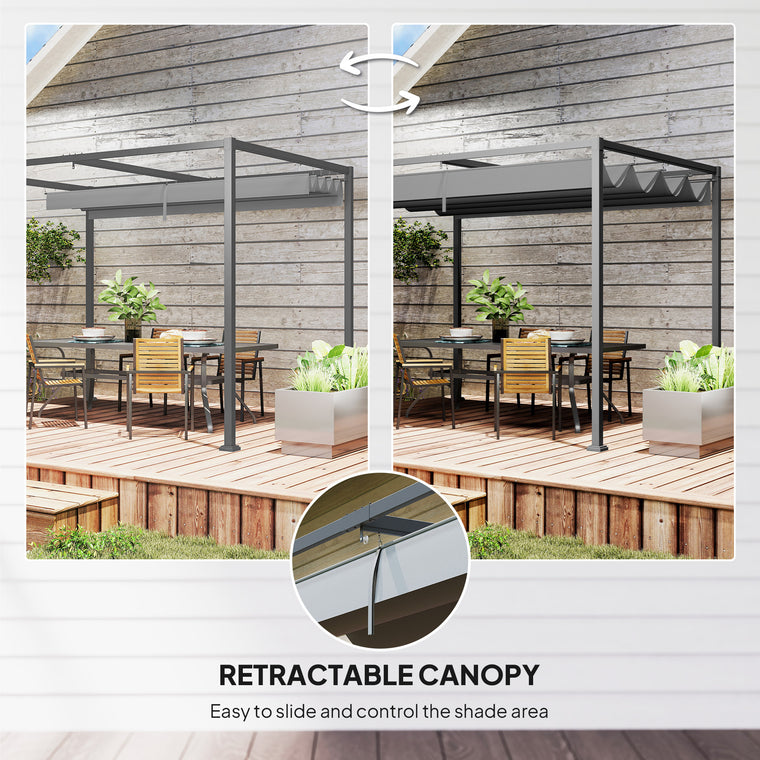 10x7ft Grey Pergola with Retractable Roof