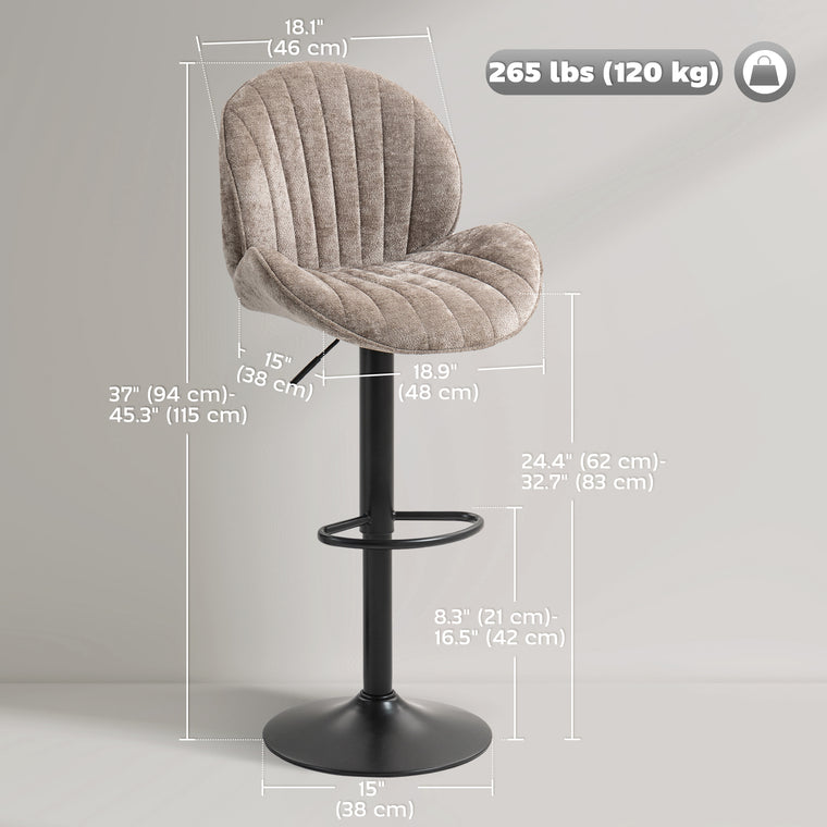 Swivel Bar Stools Set of 2 with Footrest - Brown