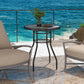 23.6" Round Patio Table, Outdoor Side Table with Glass Printed Top, Multicolour