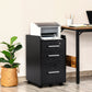 3 Drawer File Cabinet with Lock and Edged Top, Lockable Filing Cabinet on Wheels for Letter and A4 Size, Black