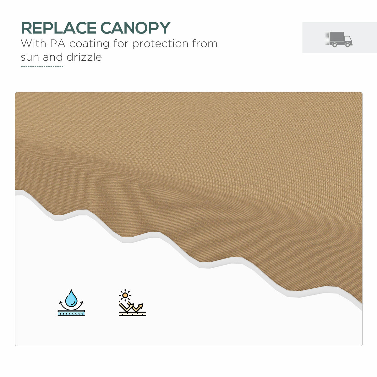 8' x 8' Khaki Double-Top Offset Parasol with Solar LEDs