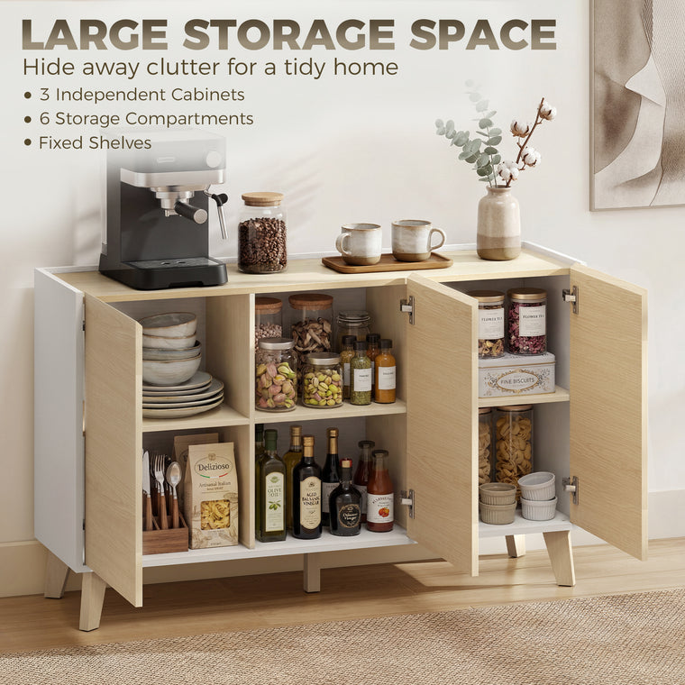 47" Sideboard Cabinet with Soft-Close Doors - Natural Wood Effect