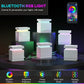 Nightstand, Bedside Table with LED Lights and 2 Drawers for Bedroom, Living Room, White