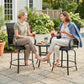 Outdoor Bar Stools Set of 2, 360° Swivel Bar Height Chairs, 26.8" x 29.5" x 48.4", Black