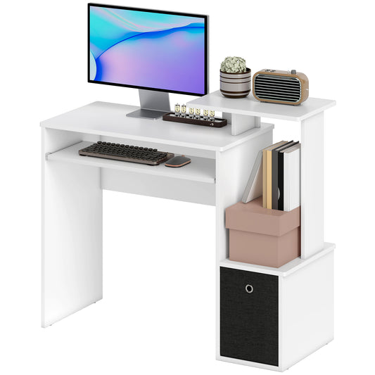 Computer Desk with Keyboard Tray & Storage Drawer - White