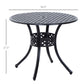 33-Inch Roud Patio Dining Table with Umbrella Hole, Cast Aluminum Garden Table, All Weather Patio Bisto Table, for Lawn, Garden, Outside, Black